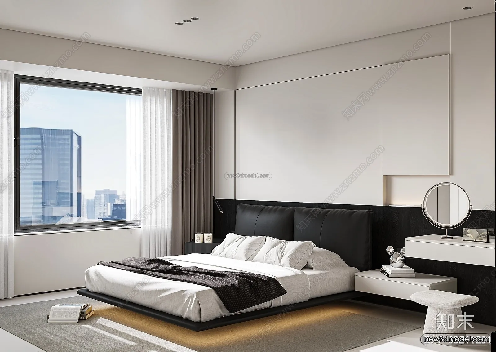 Modern Style Interior 3D Blocks and 3D Models - Bedroom 3D Scene - 435