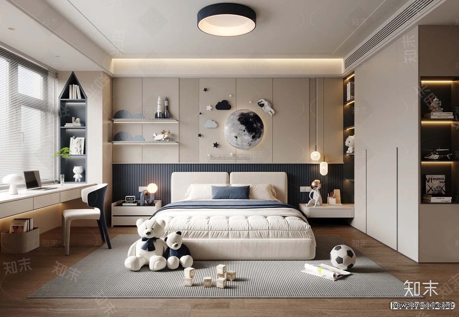 Modern Style Interior 3D Blocks and 3D Models - Bedroom 3D Scene - 438