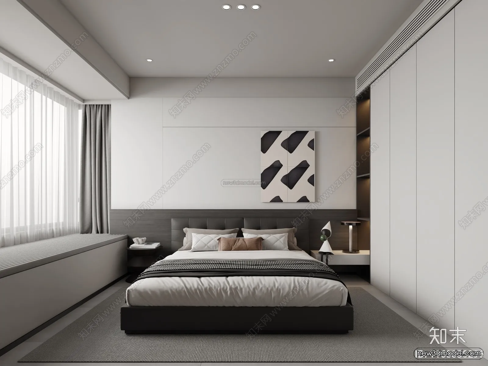 Modern Style Interior 3D Blocks and 3D Models - Bedroom 3D Scene - 439