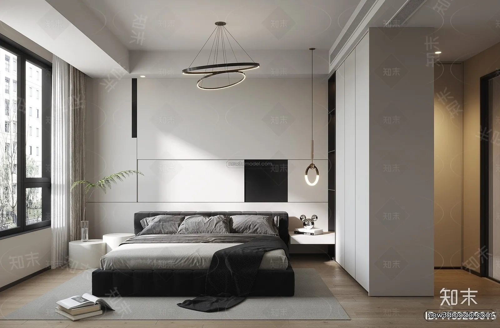 Modern Style Interior 3D Blocks and 3D Models - Bedroom 3D Scene - 443