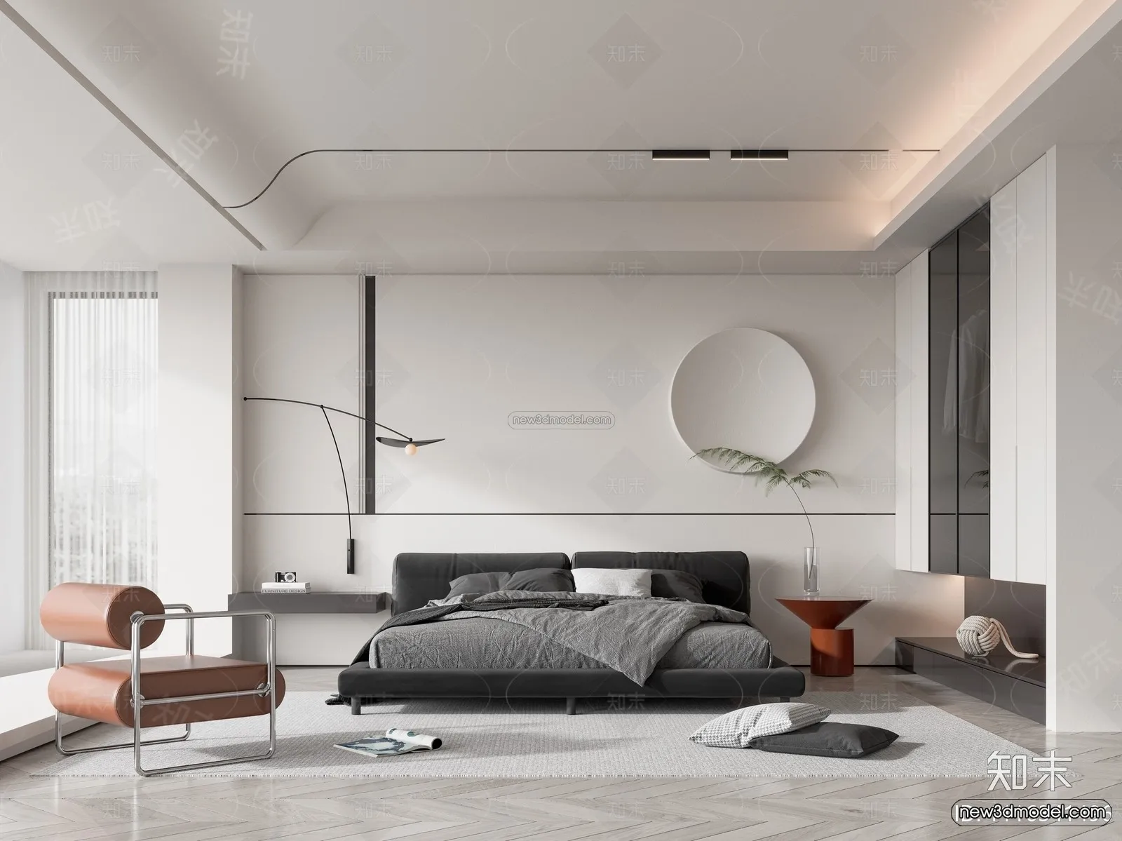 Modern Style Interior 3D Blocks and 3D Models - Bedroom 3D Scene - 444