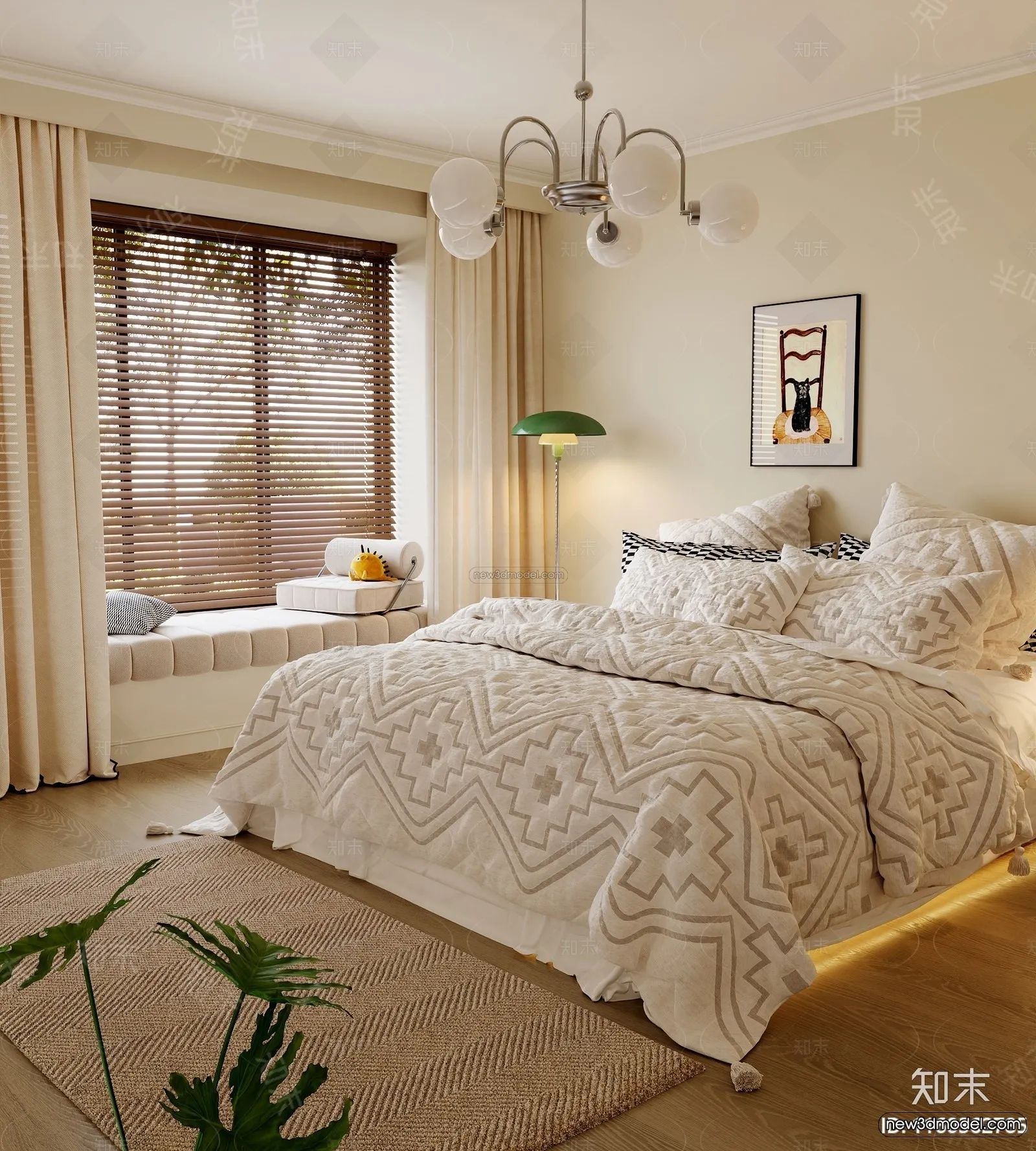 Modern Style Interior 3D Blocks and 3D Models - Bedroom 3D Scene - 448