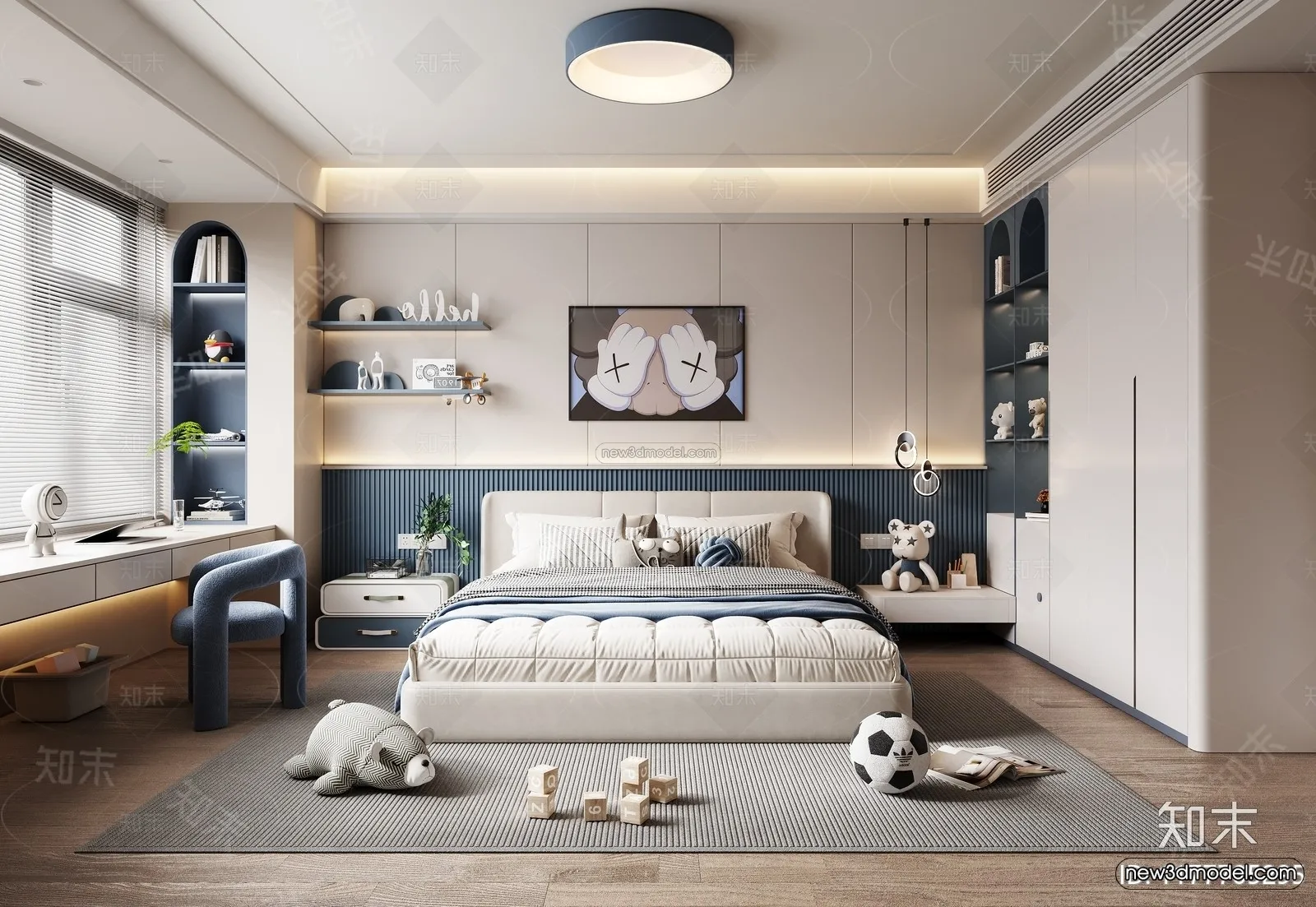 Modern Style Interior 3D Blocks and 3D Models - Bedroom 3D Scene - 449