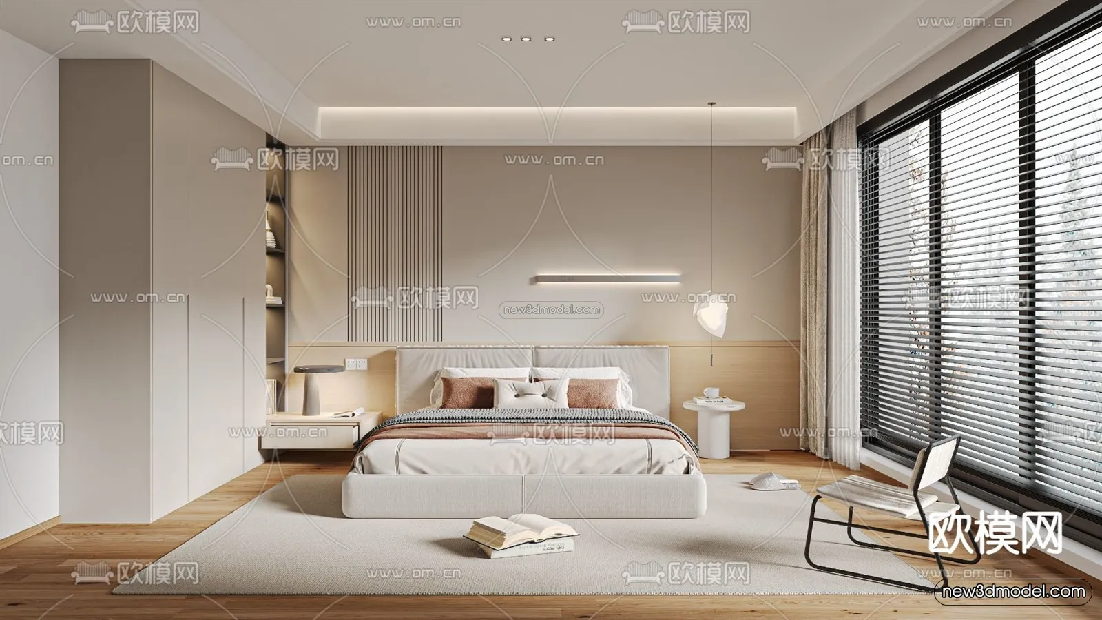 Modern Style Interior 3D Blocks and 3D Models - Bedroom 3D Scene - 450
