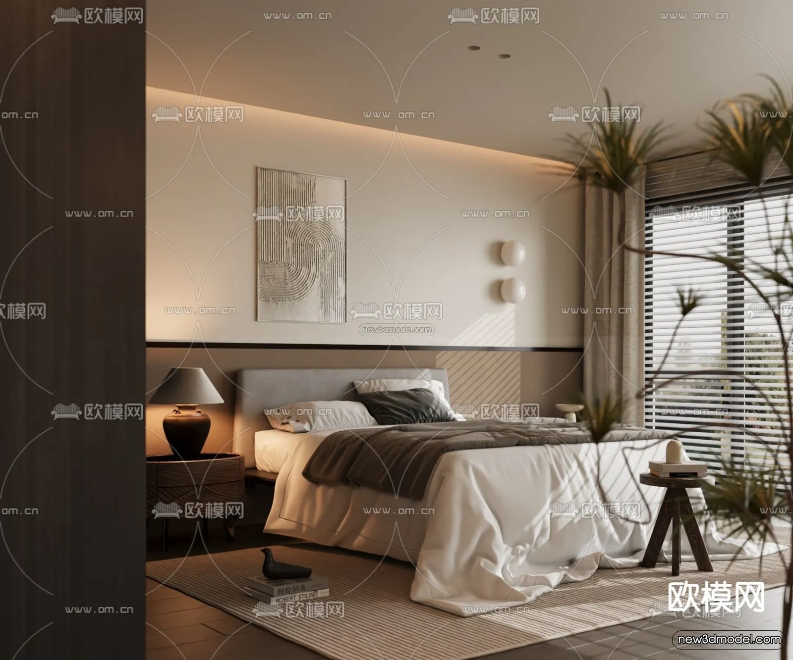 Modern Style Interior 3D Blocks and 3D Models - Bedroom 3D Scene - 452