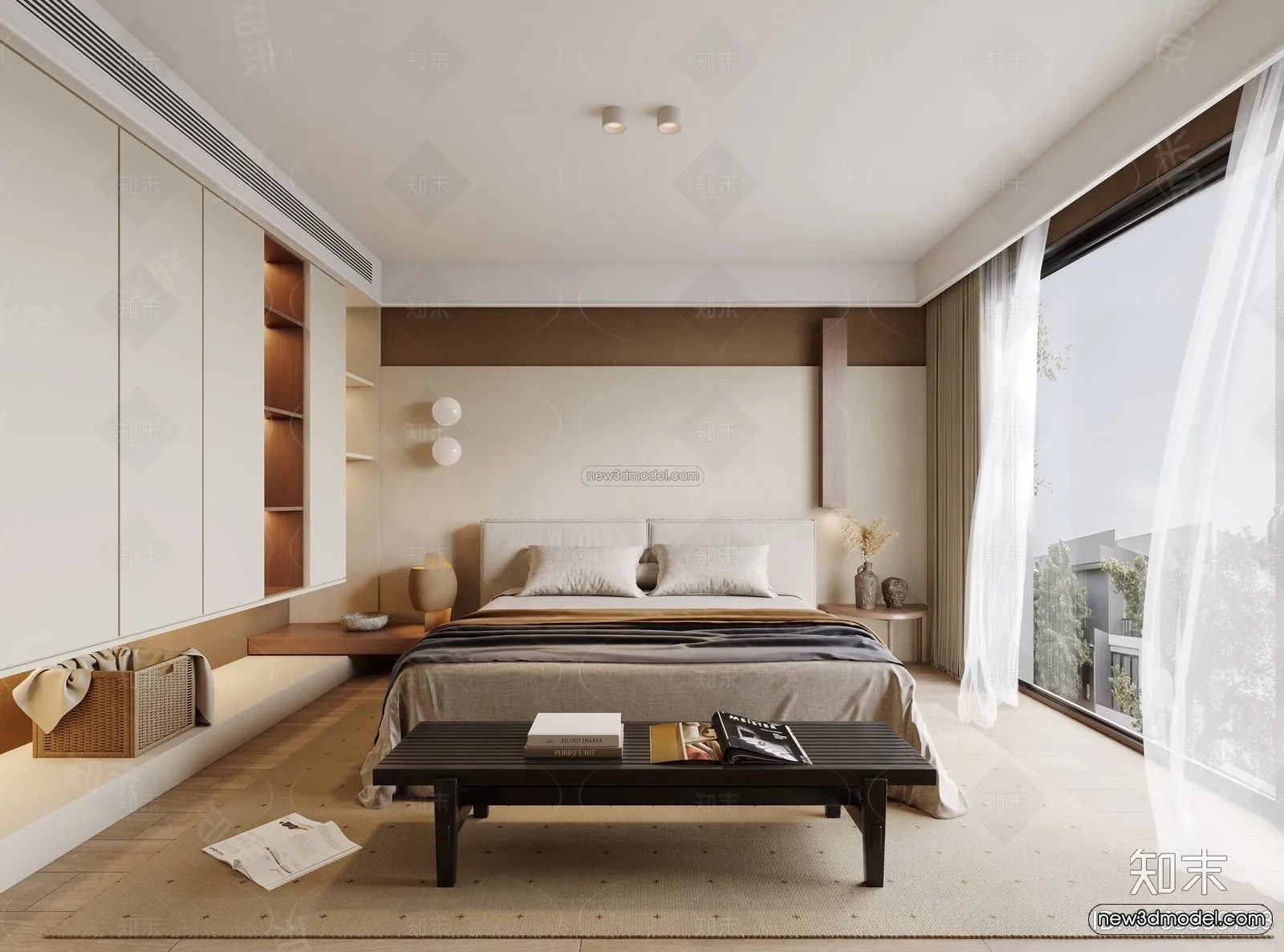 Modern Style Interior 3D Blocks and 3D Models - Bedroom 3D Scene - 453