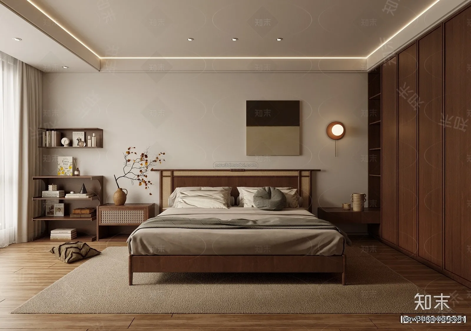 Modern Style Interior 3D Blocks and 3D Models - Bedroom 3D Scene - 454