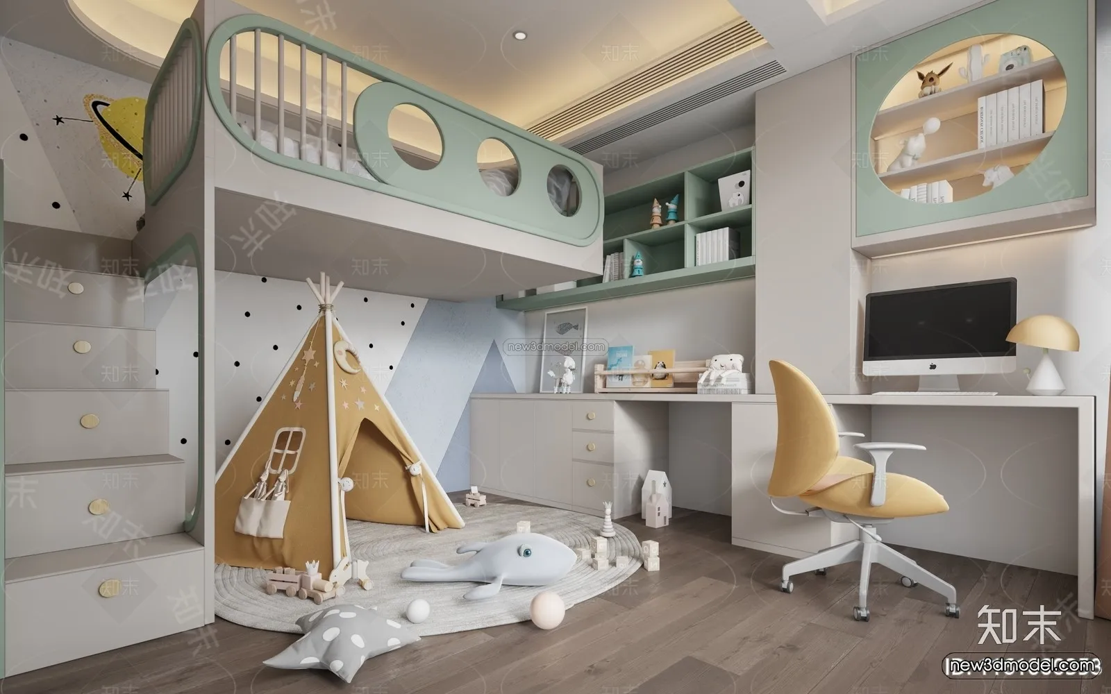 Modern Style Interior 3D Blocks and 3D Models - Bedroom 3D Scene - 461