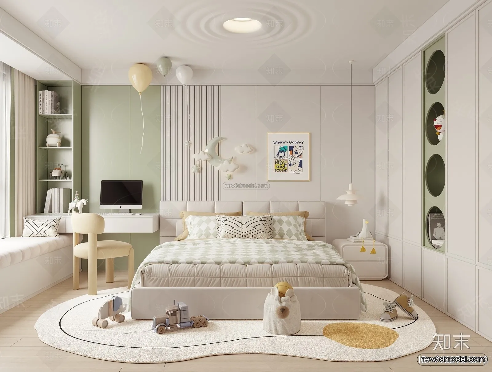 Modern Style Interior 3D Blocks and 3D Models - Bedroom 3D Scene - 462