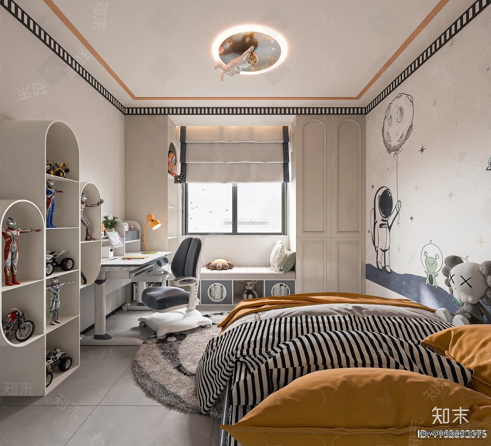 Modern Style Interior 3D Blocks and 3D Models - Bedroom 3D Scene - 463