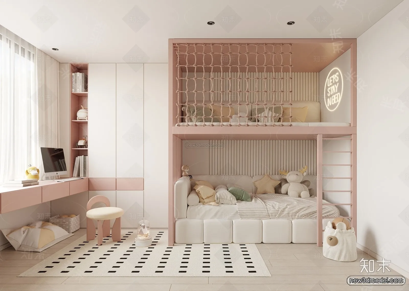 Modern Style Interior 3D Blocks and 3D Models - Bedroom 3D Scene - 464