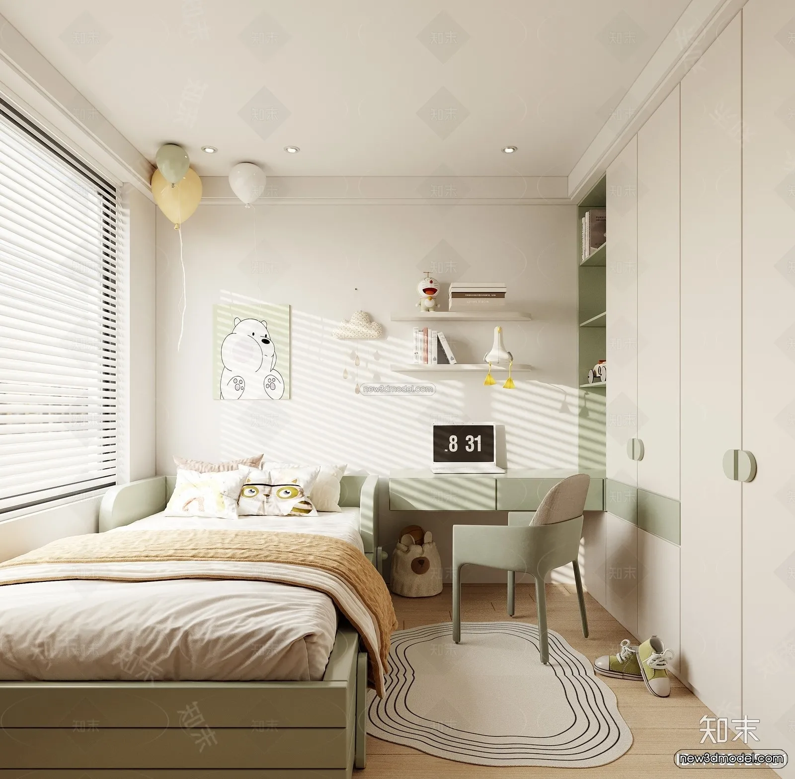 Modern Style Interior 3D Blocks and 3D Models - Bedroom 3D Scene - 465