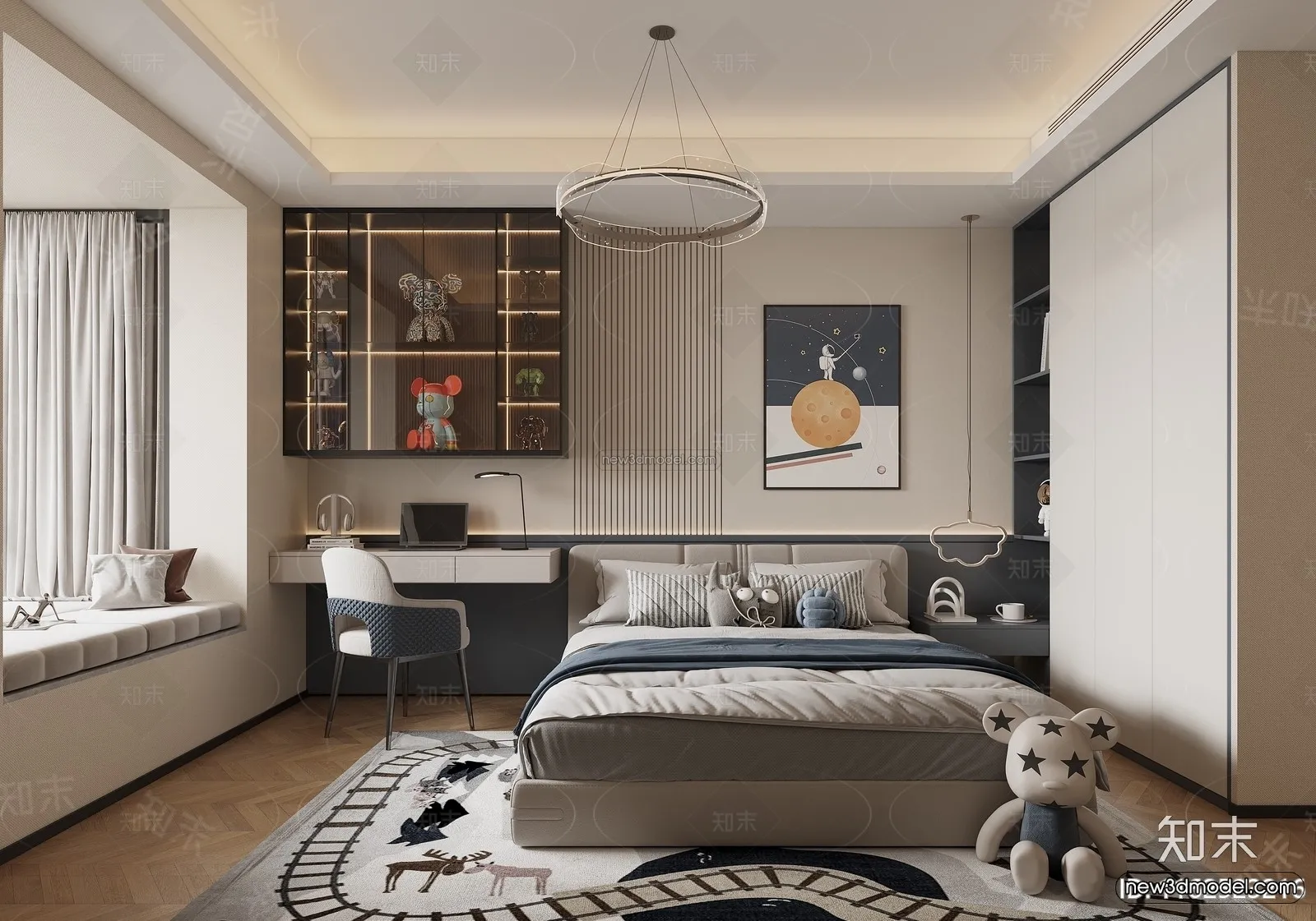 Modern Style Interior 3D Blocks and 3D Models - Bedroom 3D Scene - 467