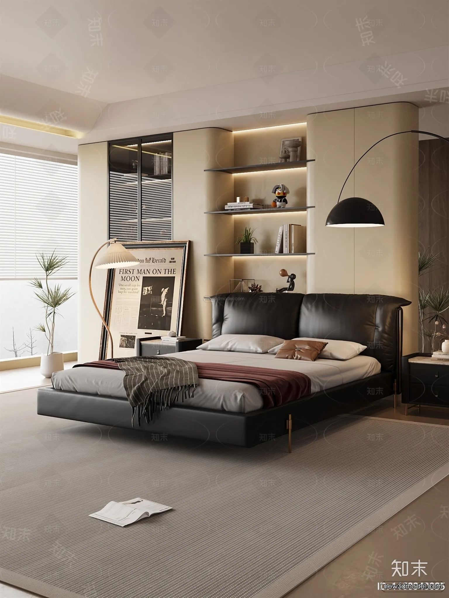 Modern Style Interior 3D Blocks and 3D Models - Bedroom 3D Scene - 469