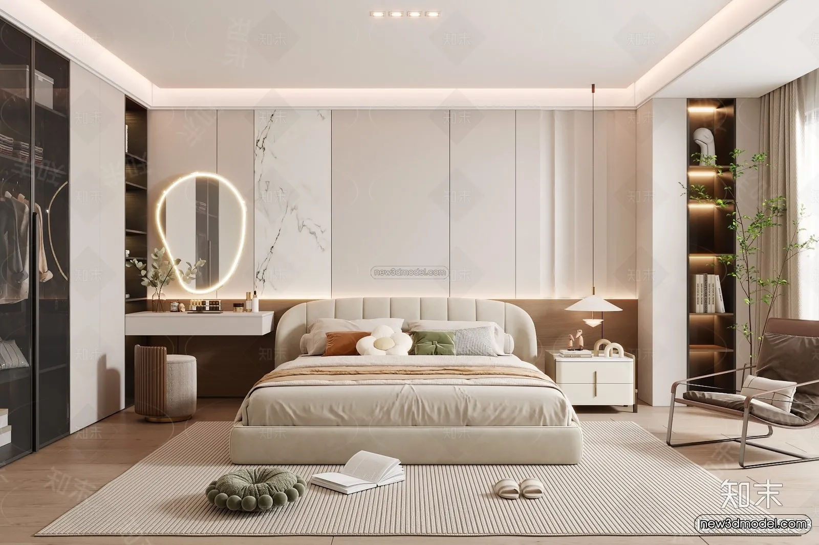 Modern Style Interior 3D Blocks and 3D Models - Bedroom 3D Scene - 475