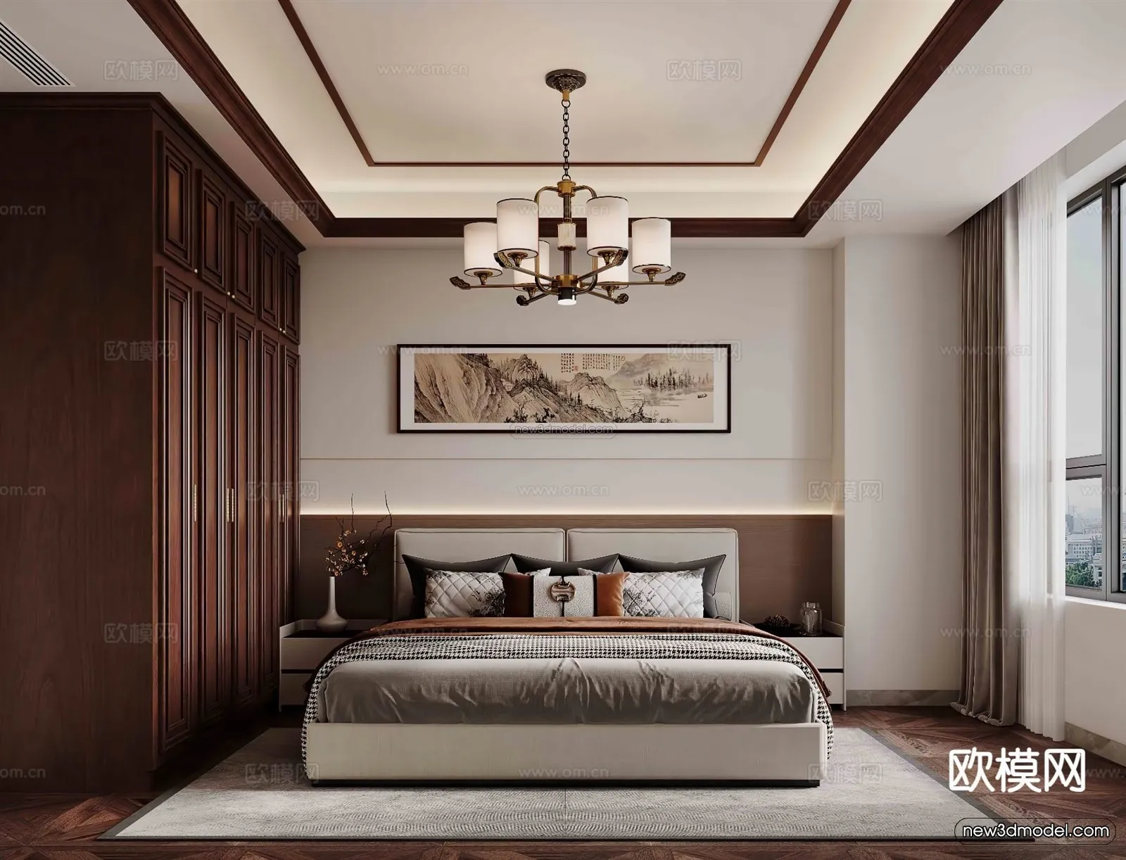 Modern Style Interior 3D Blocks and 3D Models - Bedroom 3D Scene - 478