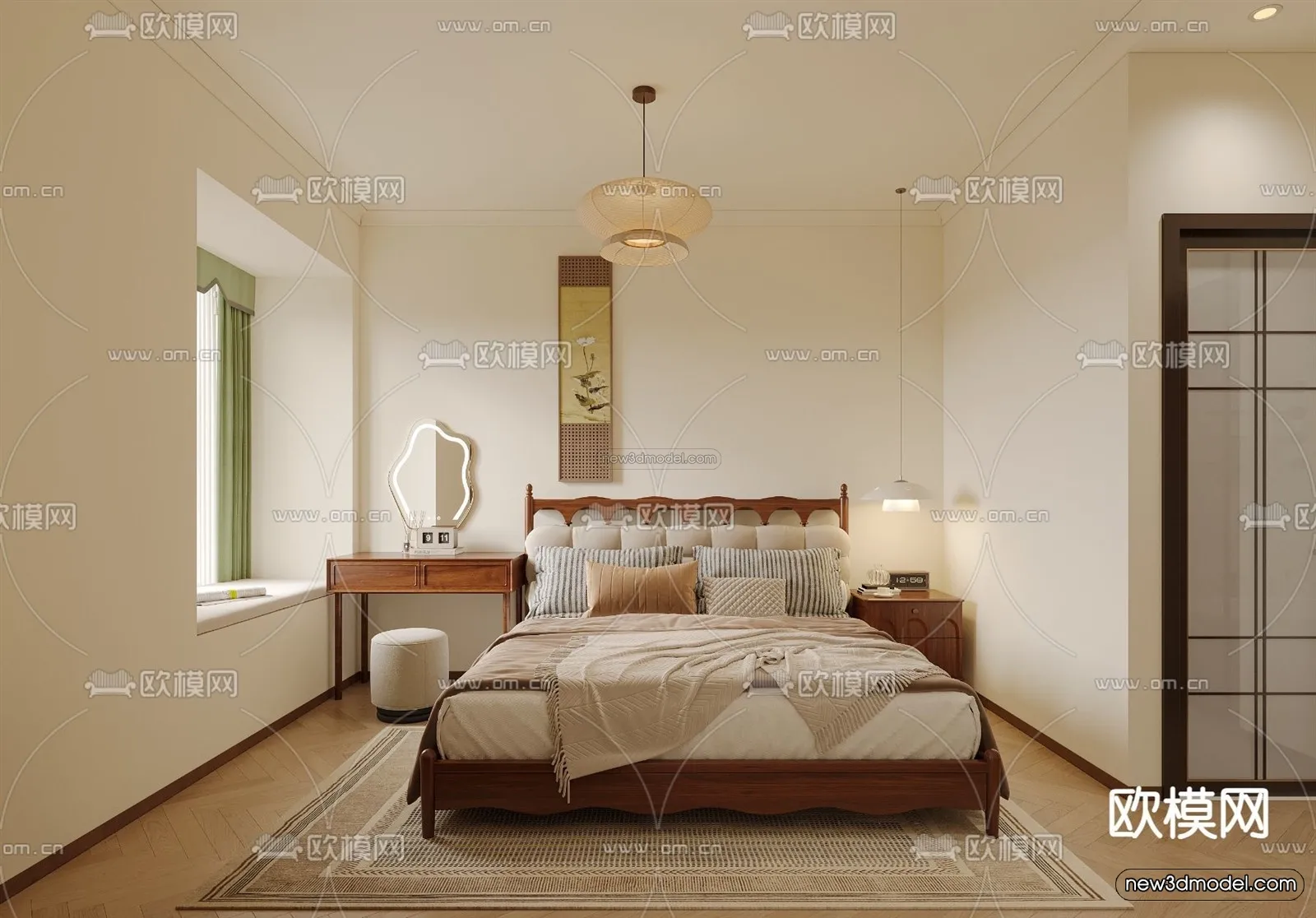 Modern Style Interior 3D Blocks and 3D Models - Bedroom 3D Scene - 480