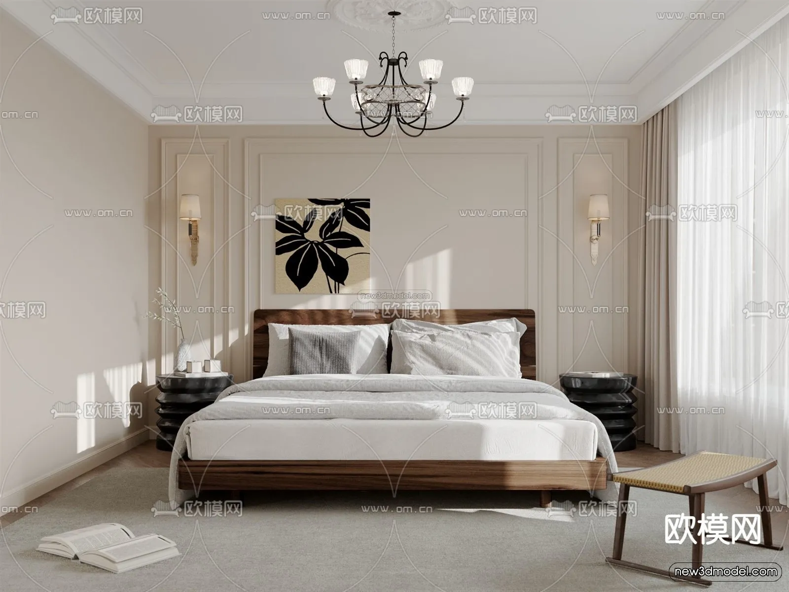 Modern Style Interior 3D Blocks and 3D Models - Bedroom 3D Scene - 481