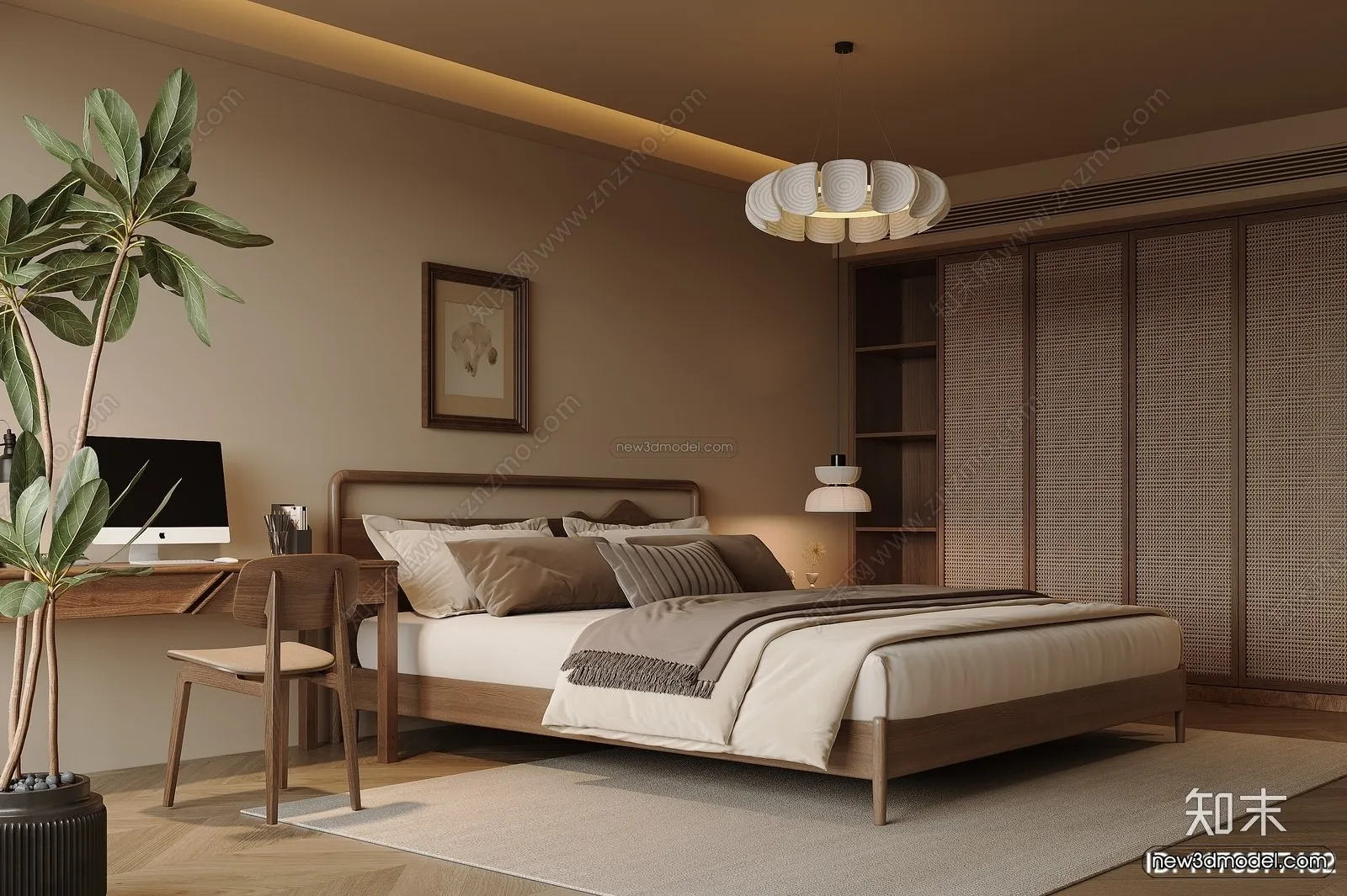 Modern Style Interior 3D Blocks and 3D Models - Bedroom 3D Scene - 482