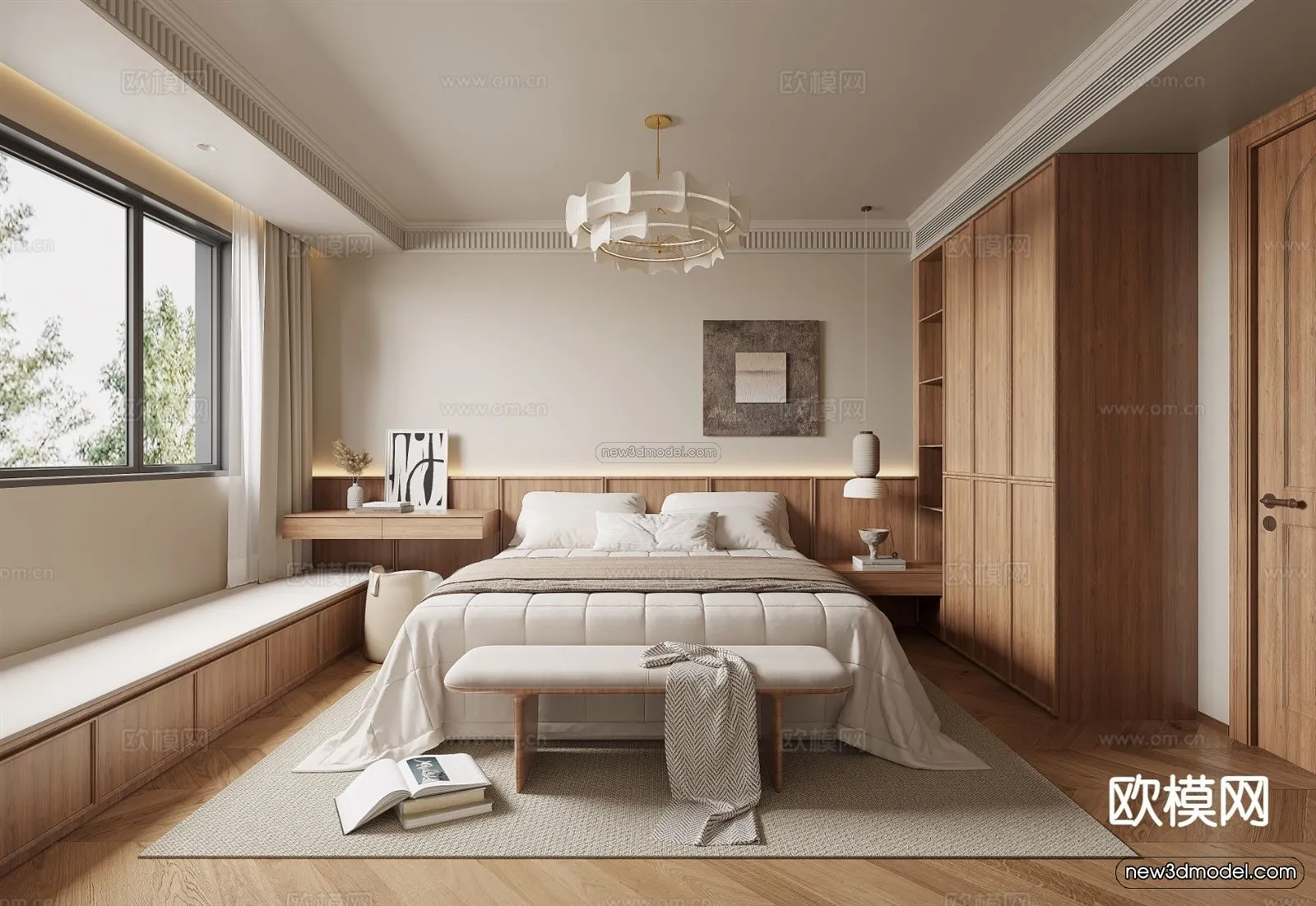 Modern Style Interior 3D Blocks and 3D Models - Bedroom 3D Scene - 483