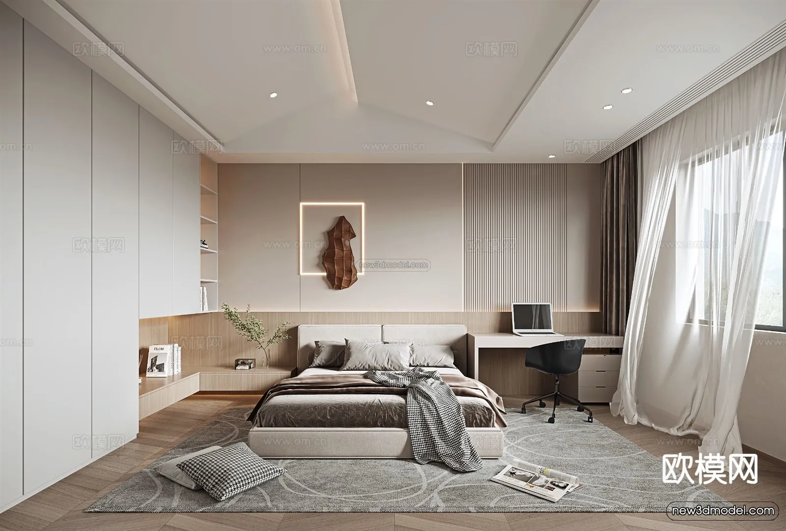 Modern Style Interior 3D Blocks and 3D Models - Bedroom 3D Scene - 485