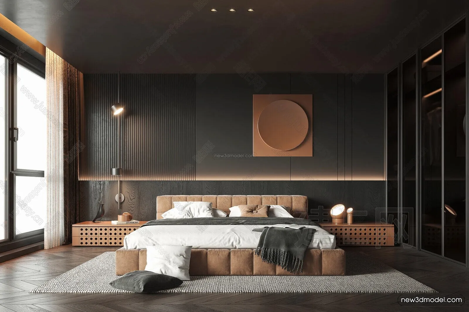Modern Style Interior 3D Blocks and 3D Models - Bedroom 3D Scene - 487
