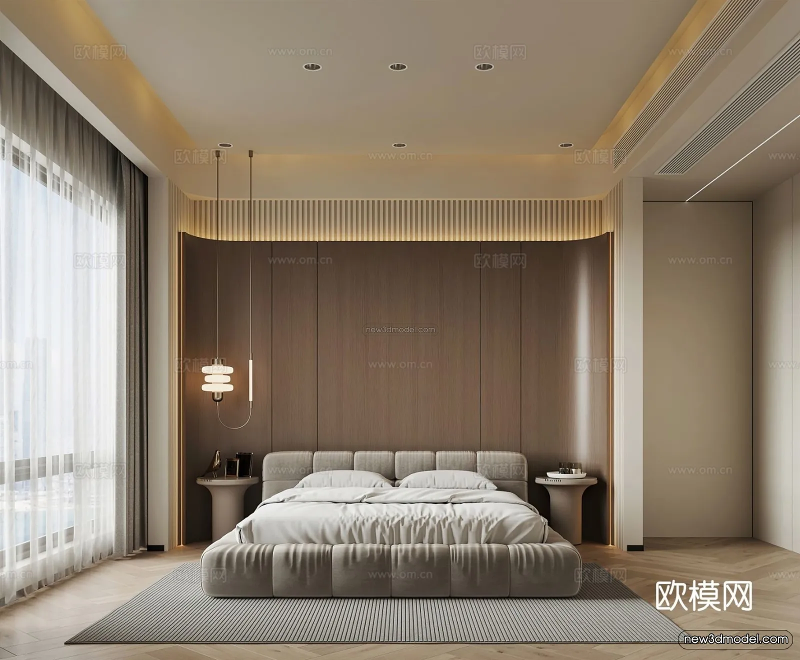 Modern Style Interior 3D Blocks and 3D Models - Bedroom 3D Scene - 488