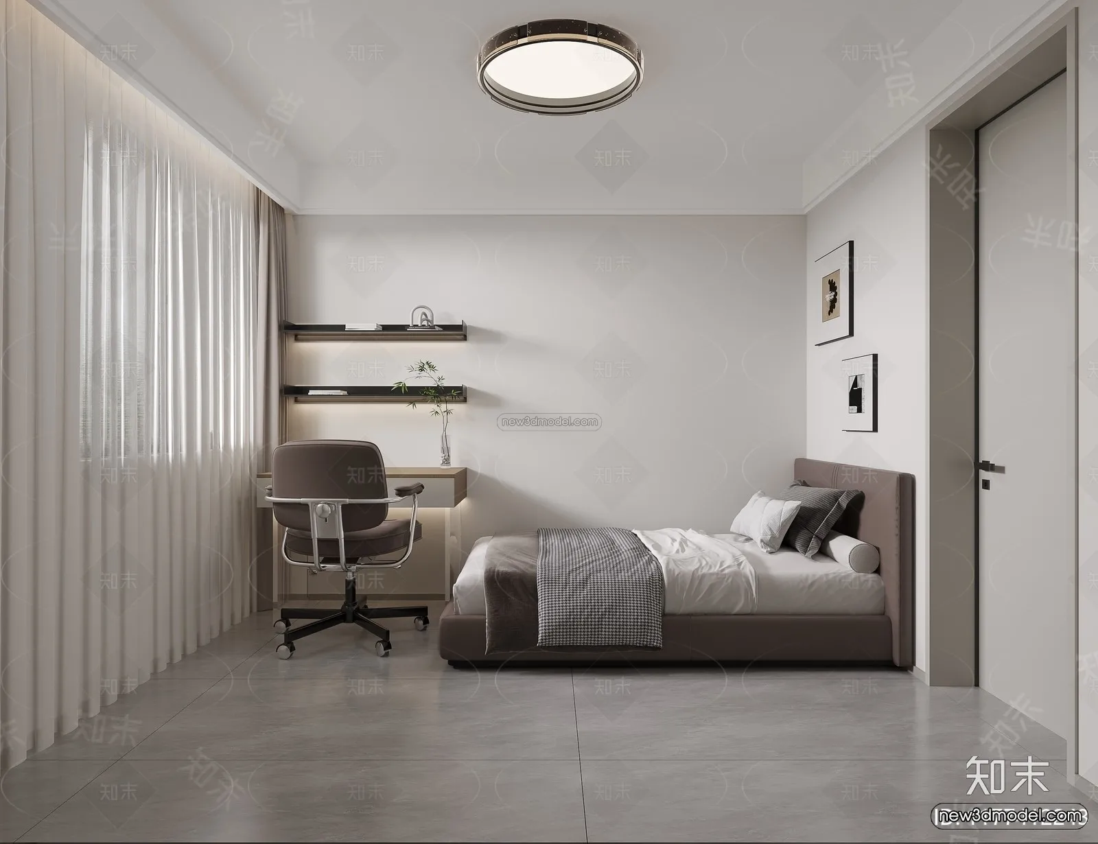 Modern Style Interior 3D Blocks and 3D Models - Bedroom 3D Scene - 489