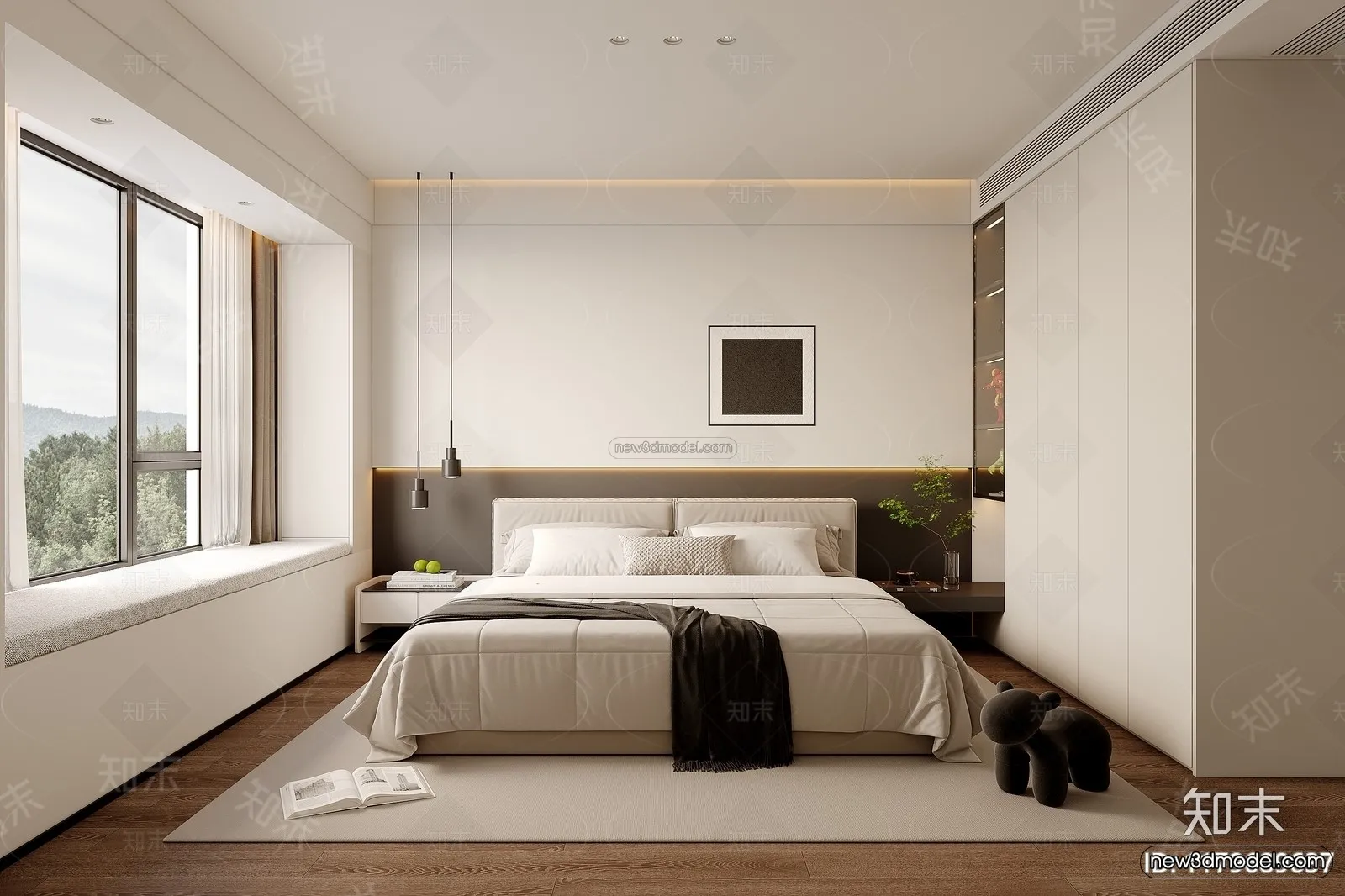 Modern Style Interior 3D Blocks and 3D Models - Bedroom 3D Scene - 490