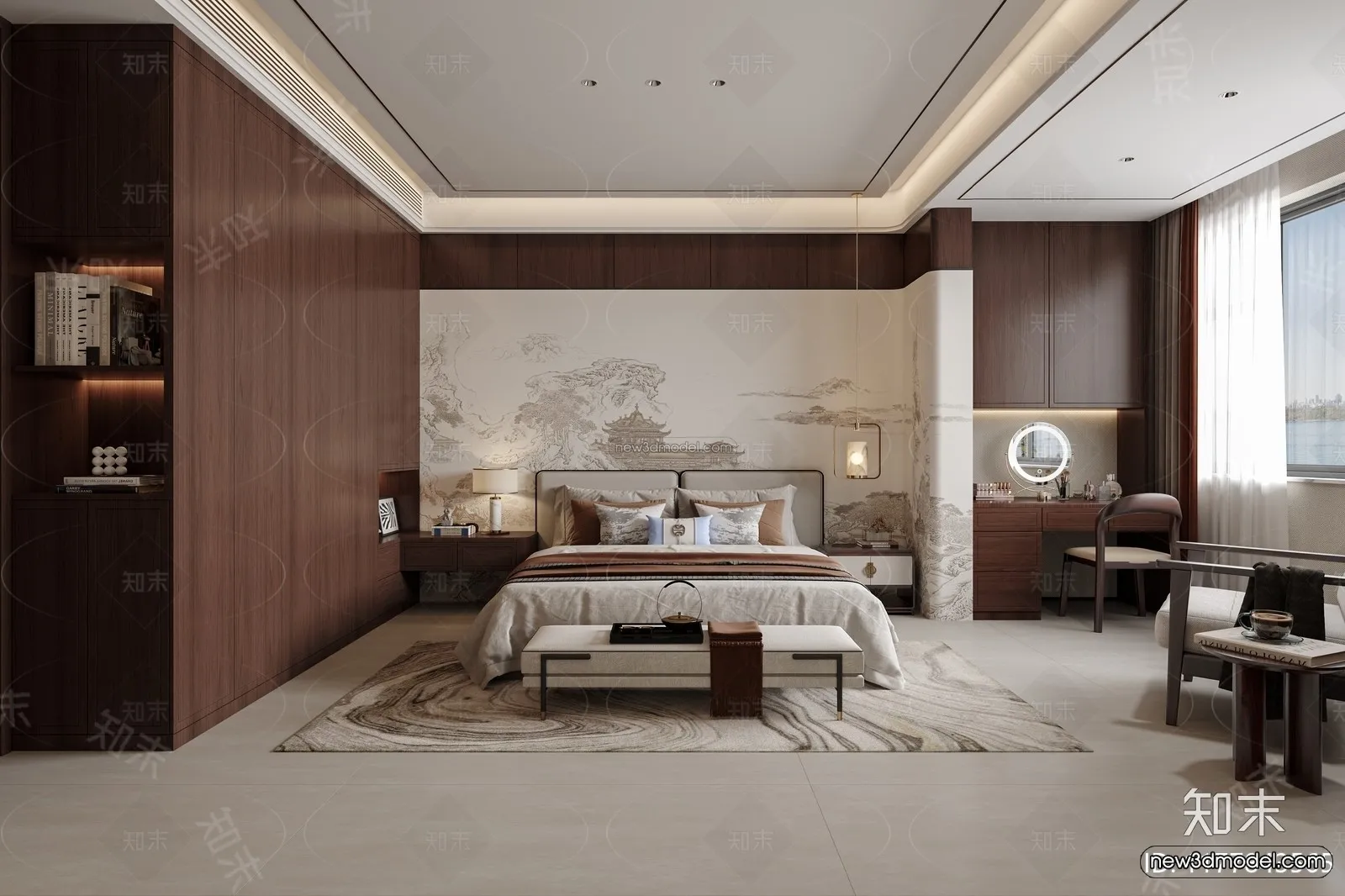 Modern Style Interior 3D Blocks and 3D Models - Bedroom 3D Scene - 491