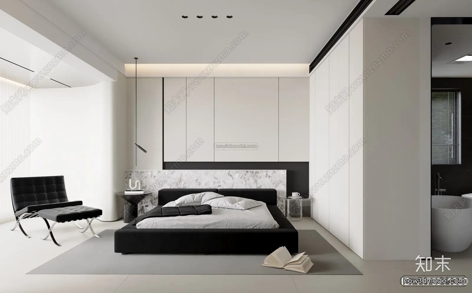 Modern Style Interior 3D Blocks and 3D Models - Bedroom 3D Scene - 493