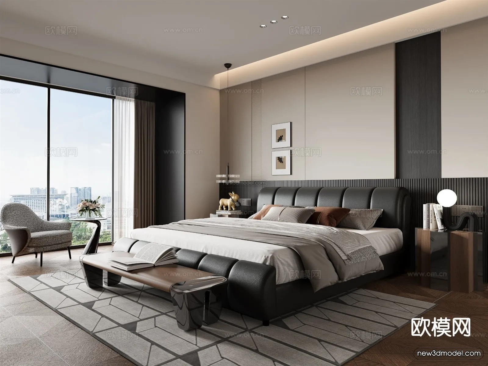 Modern Style Interior 3D Blocks and 3D Models - Bedroom 3D Scene - 494