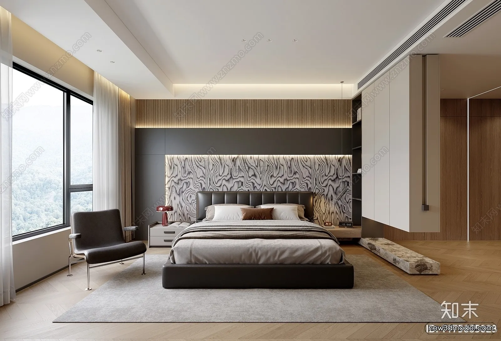 Modern Style Interior 3D Blocks and 3D Models - Bedroom 3D Scene - 495