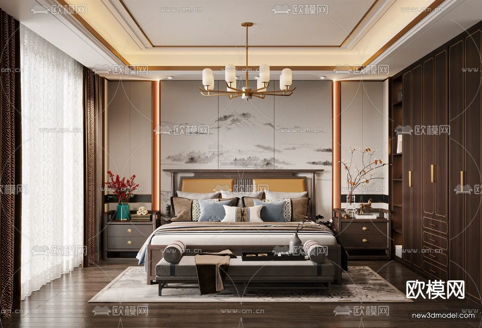 Modern Style Interior 3D Blocks and 3D Models - Bedroom 3D Scene - 497
