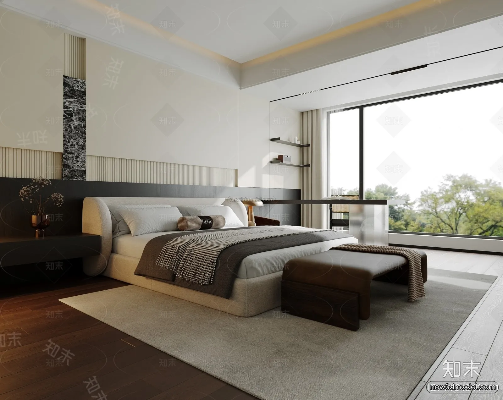 Modern Style Interior 3D Blocks and 3D Models - Bedroom 3D Scene - 498