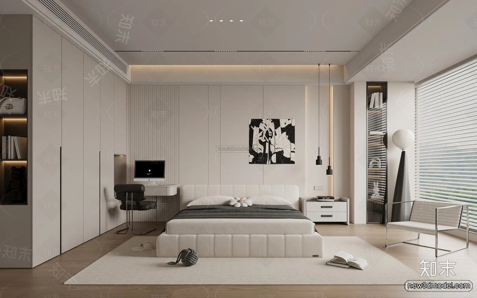 Modern Style Interior 3D Blocks and 3D Models - Bedroom 3D Scene - 501