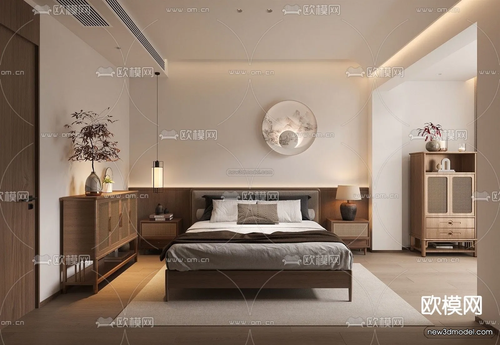 Modern Style Interior 3D Blocks and 3D Models - Bedroom 3D Scene - 503