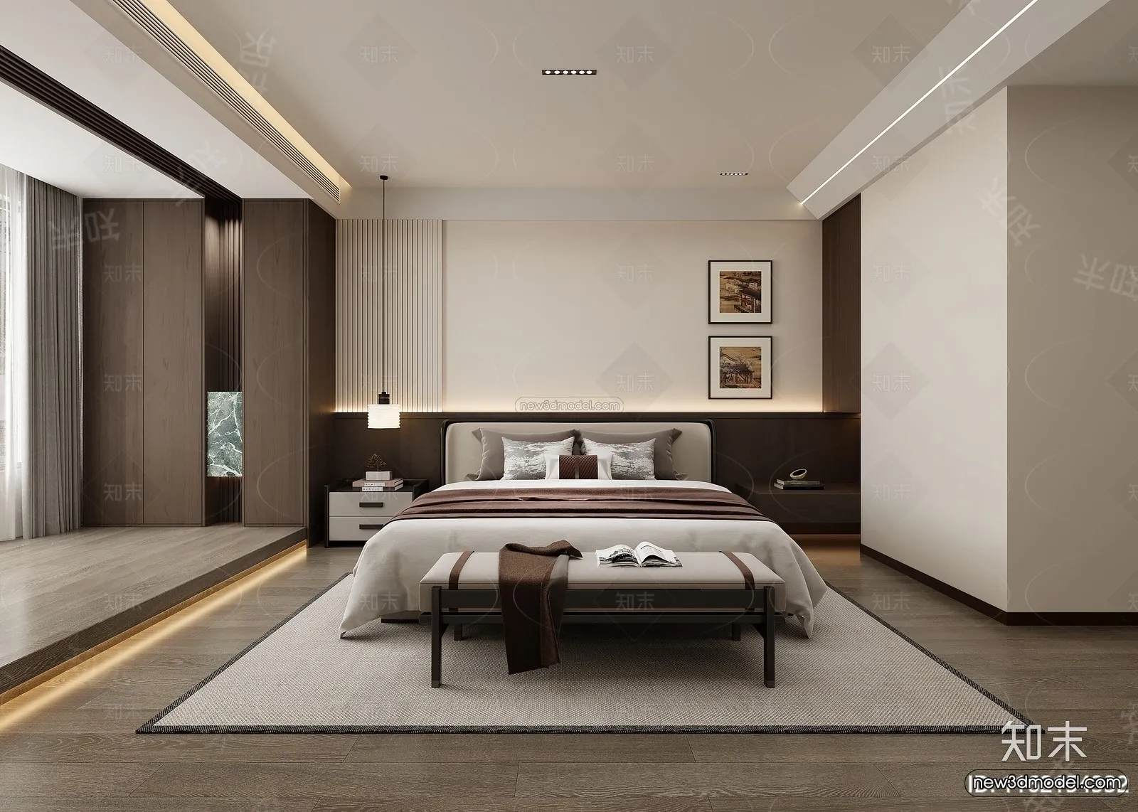 Modern Style Interior 3D Blocks and 3D Models - Bedroom 3D Scene - 505