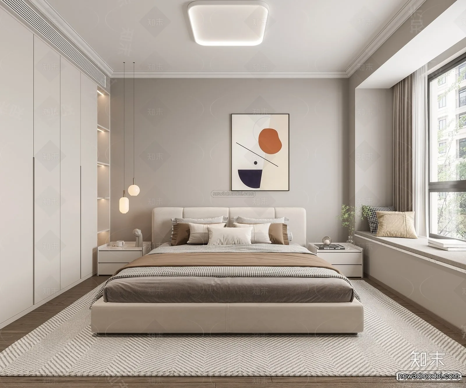 Modern Style Interior 3D Blocks and 3D Models - Bedroom 3D Scene - 507