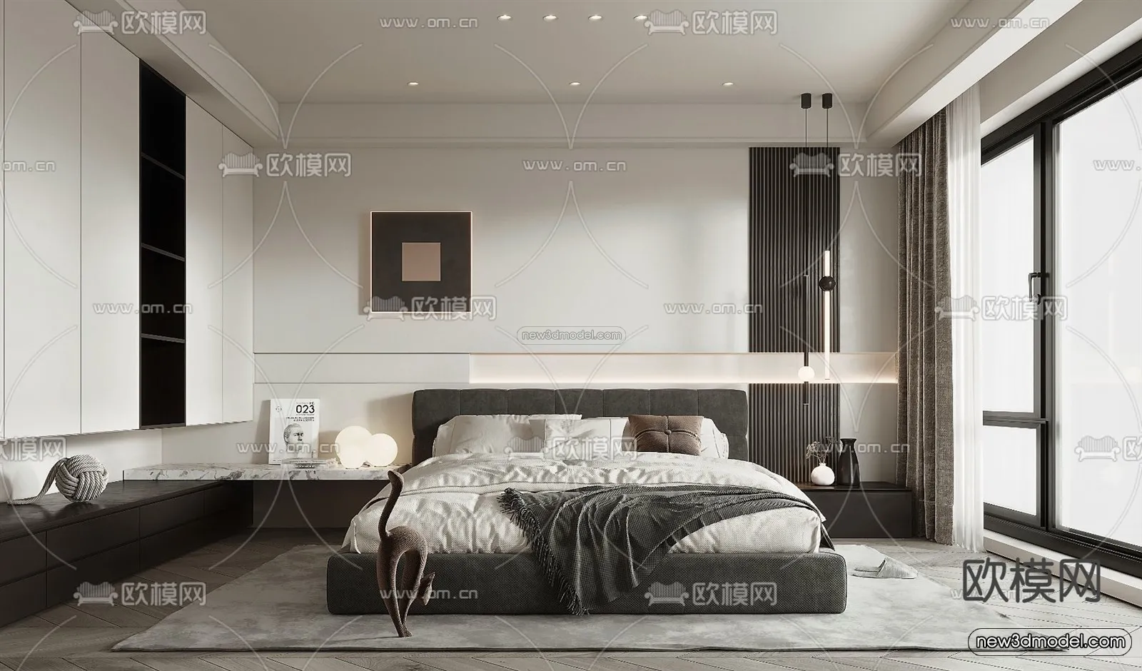 Modern Style Interior 3D Blocks and 3D Models - Bedroom 3D Scene - 508