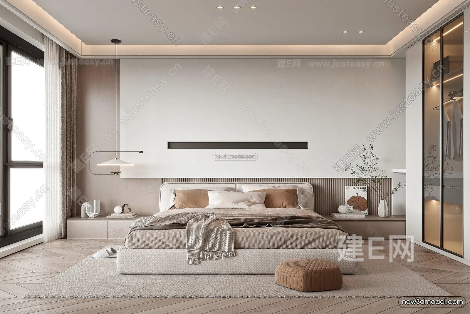 Modern Style Interior 3D Blocks and 3D Models - Bedroom 3D Scene - 510