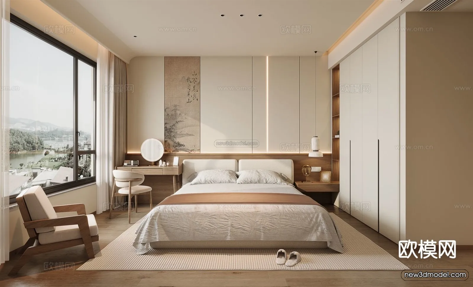 Modern Style Interior 3D Blocks and 3D Models - Bedroom 3D Scene - 513