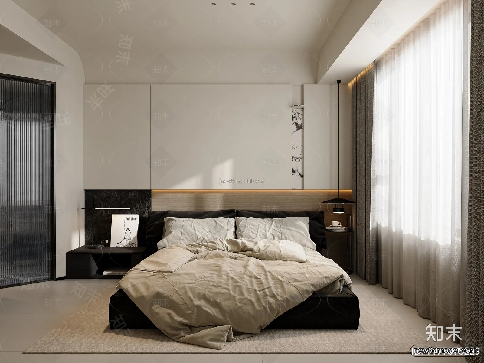 Modern Style Interior 3D Blocks and 3D Models - Bedroom 3D Scene - 514