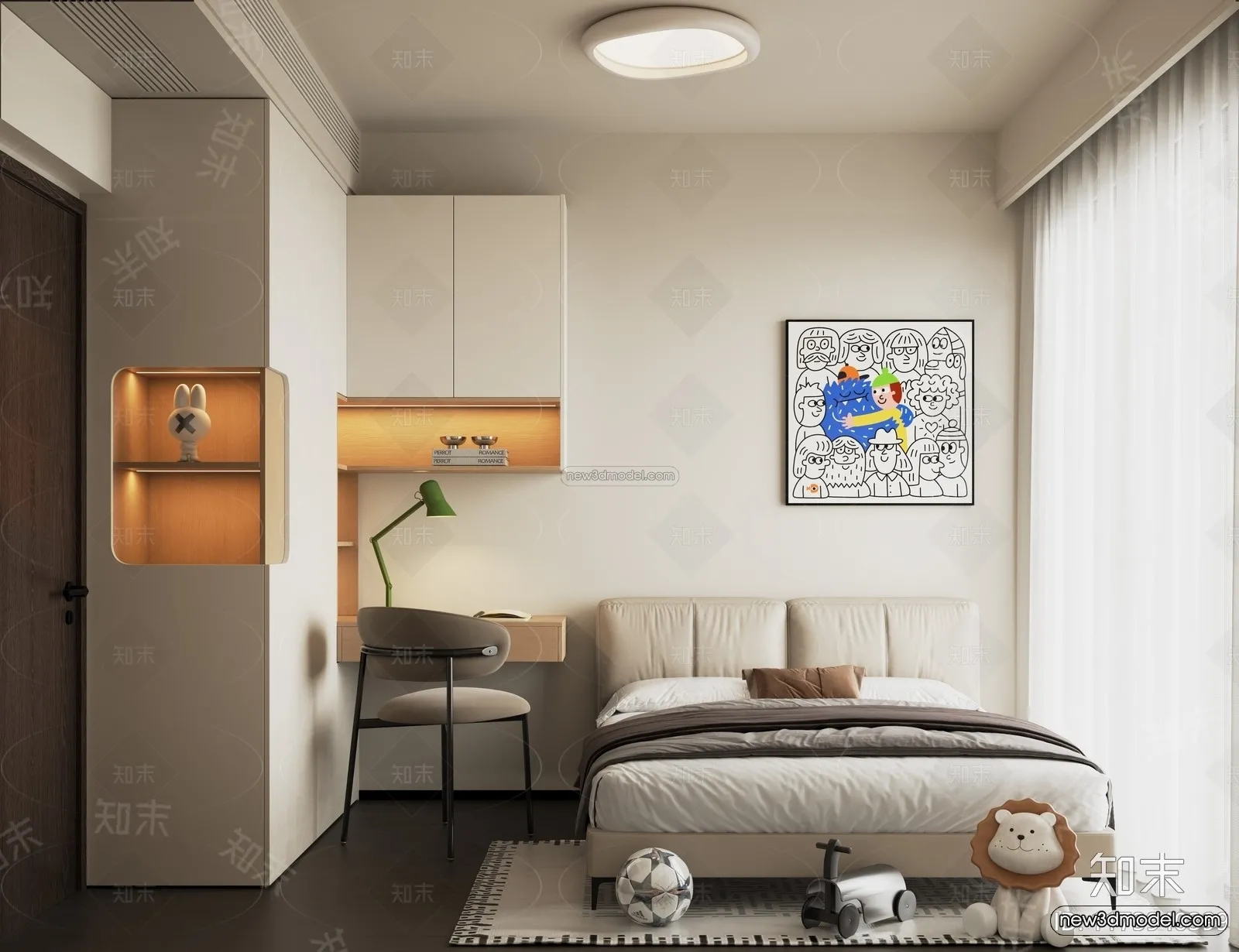 Modern Style Interior 3D Blocks and 3D Models - Bedroom 3D Scene - 520