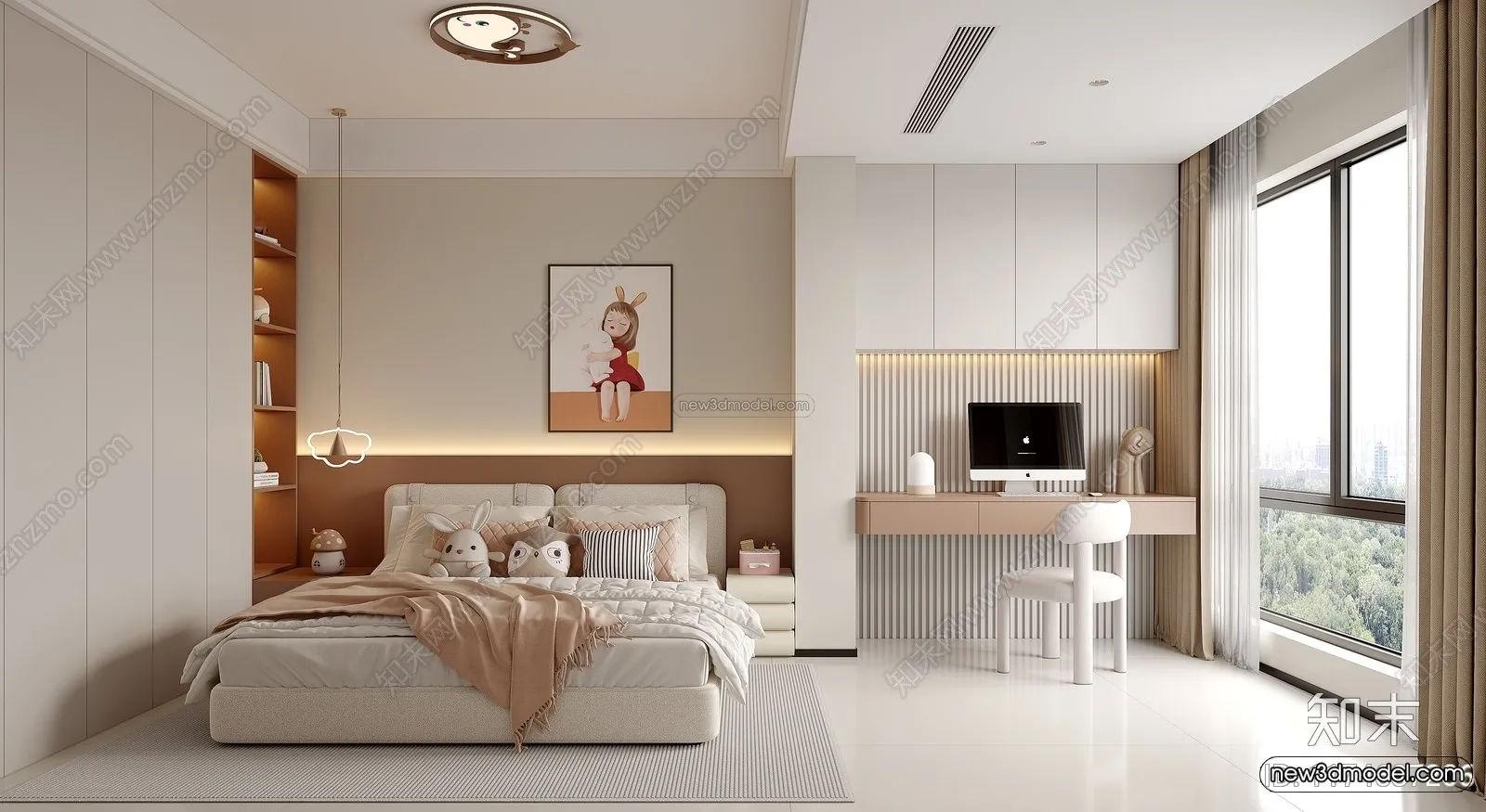 Modern Style Interior 3D Blocks and 3D Models - Bedroom 3D Scene - 521