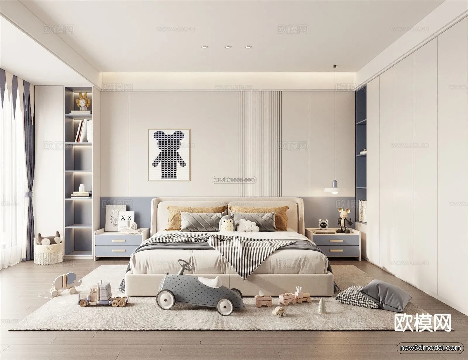 Modern Style Interior 3D Blocks and 3D Models - Bedroom 3D Scene - 526