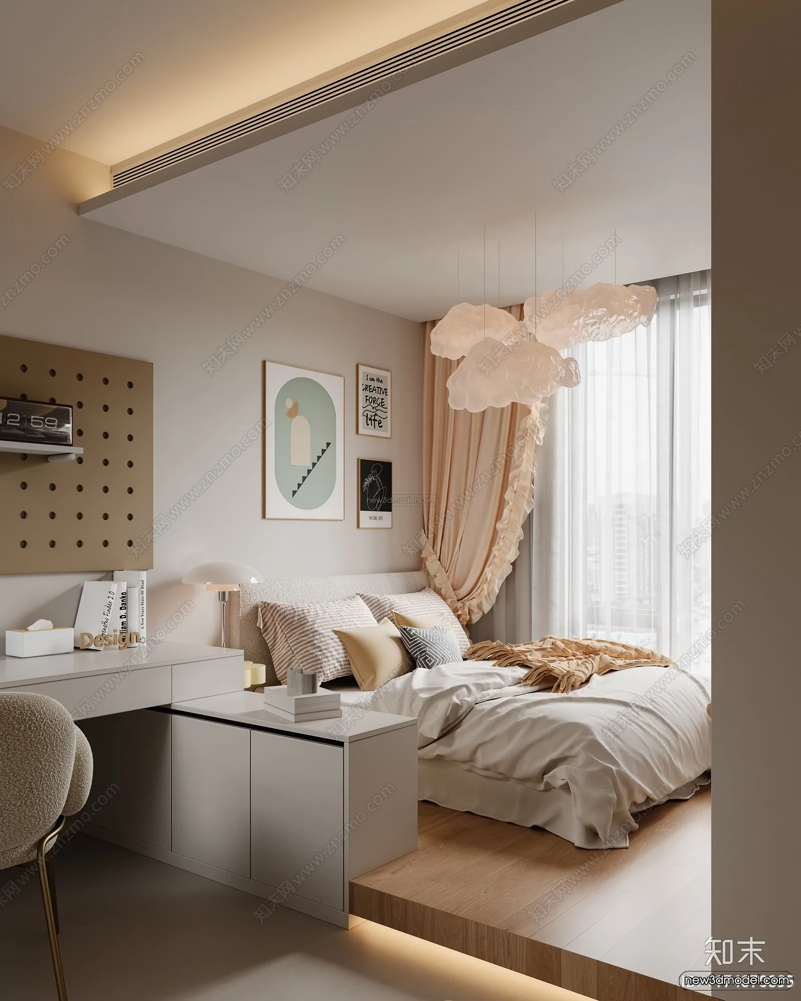 Modern Style Interior 3D Blocks and 3D Models - Bedroom 3D Scene - 528