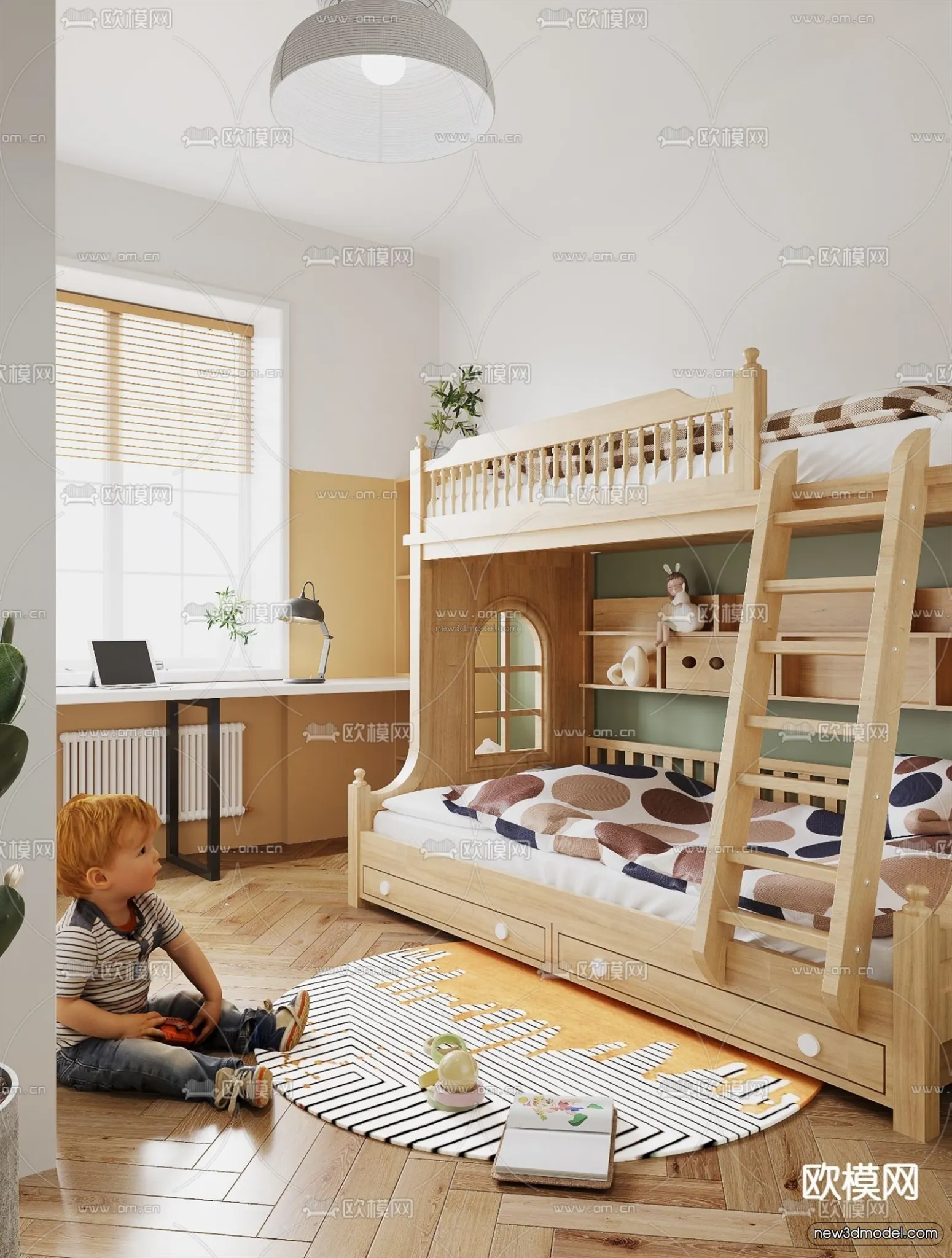 Modern Style Interior 3D Blocks and 3D Models - Bedroom 3D Scene - 530