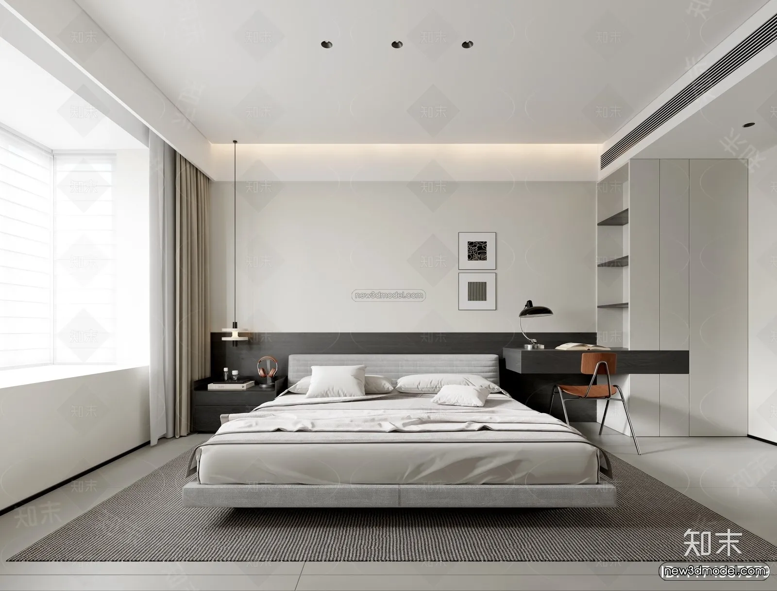 Modern Style Interior 3D Blocks and 3D Models - Bedroom 3D Scene - 531