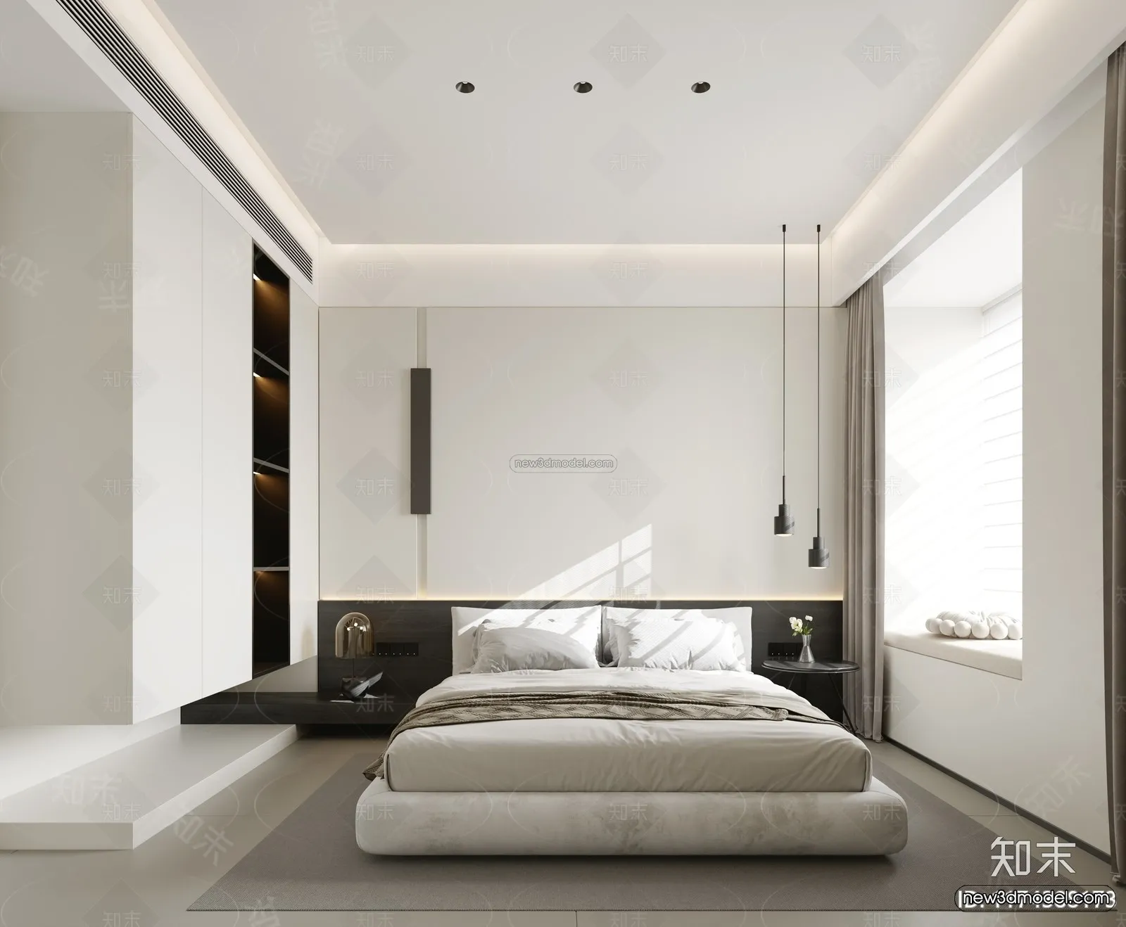 Modern Style Interior 3D Blocks and 3D Models - Bedroom 3D Scene - 532